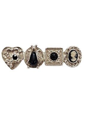 1928 Brand ST Victorian-Style Cameo Bug Heart Bar Brooch Rhinestone Pin, J2